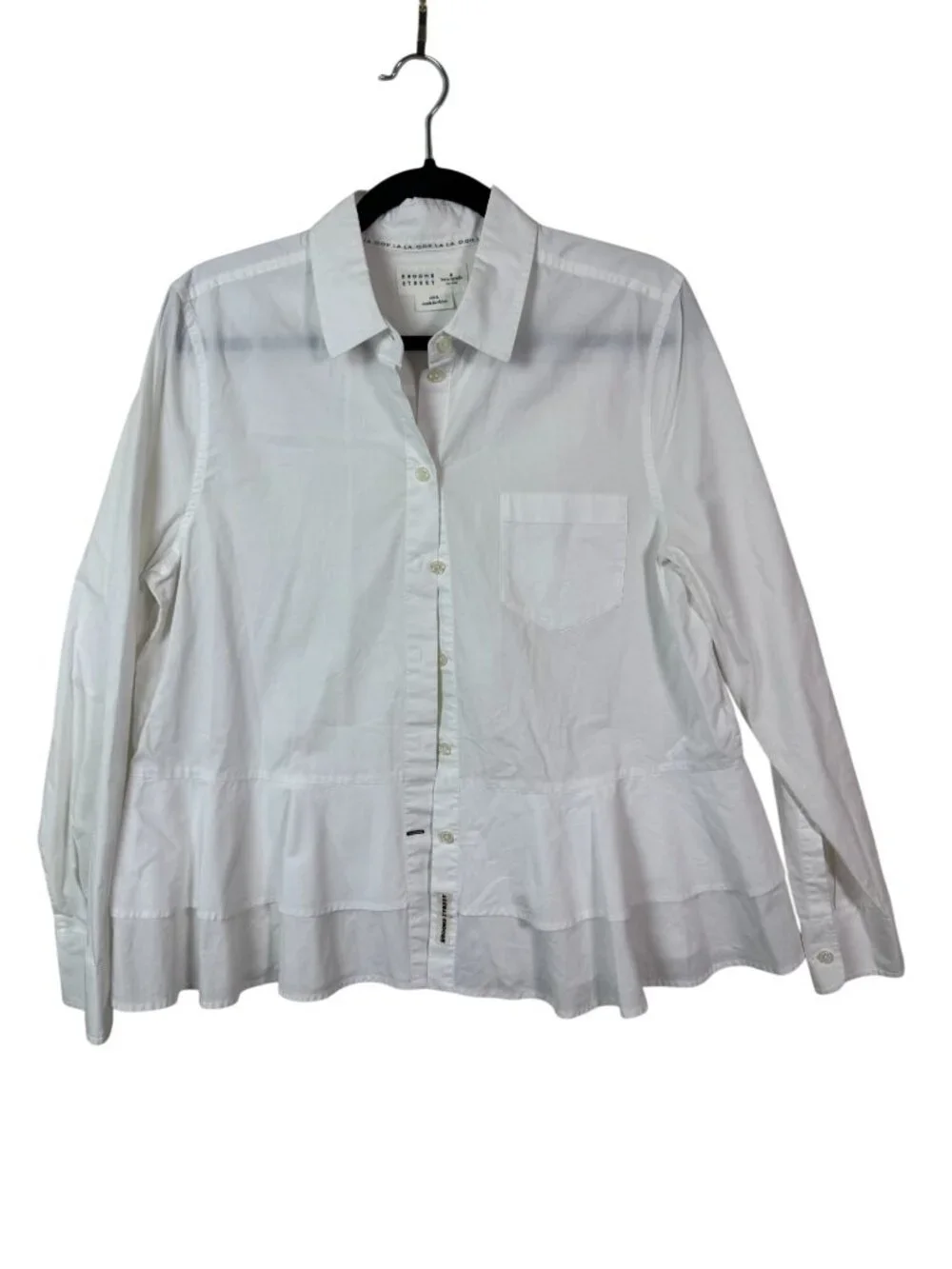Kate Spade Broome Street White Button Up Shirt Sz Large 100% Cotton Long Sleeve